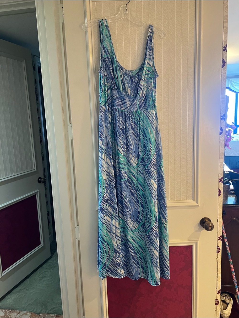 Zara Blue & Teal Swirl Sleeveless Maxi Dress